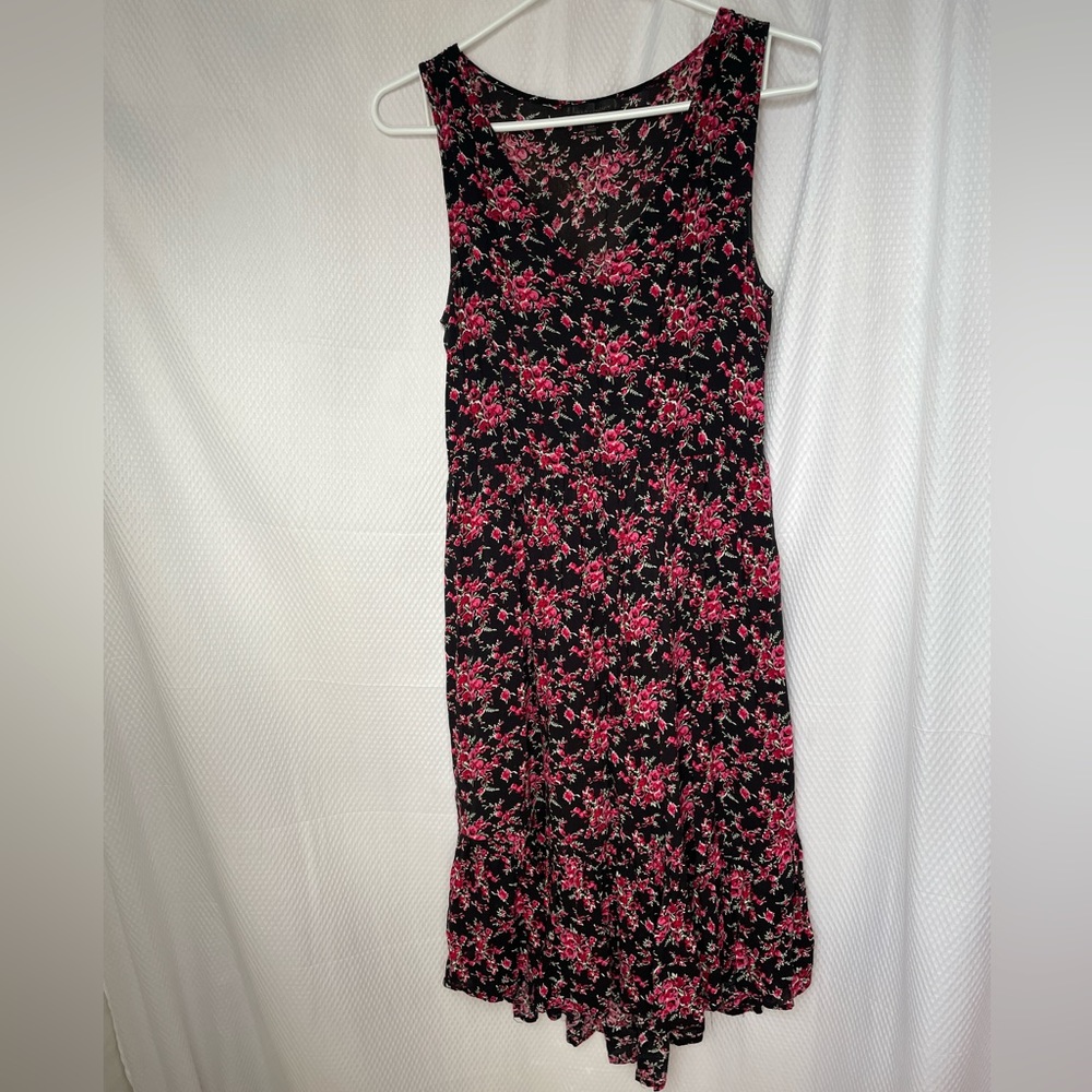 100% cotton v-neck midi dress with flowers